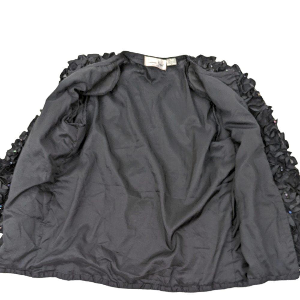 Laurence Kazar Vintage Beaded Embellished Silk Jacket Womens Small Black Formal - Picture 6 of 12
